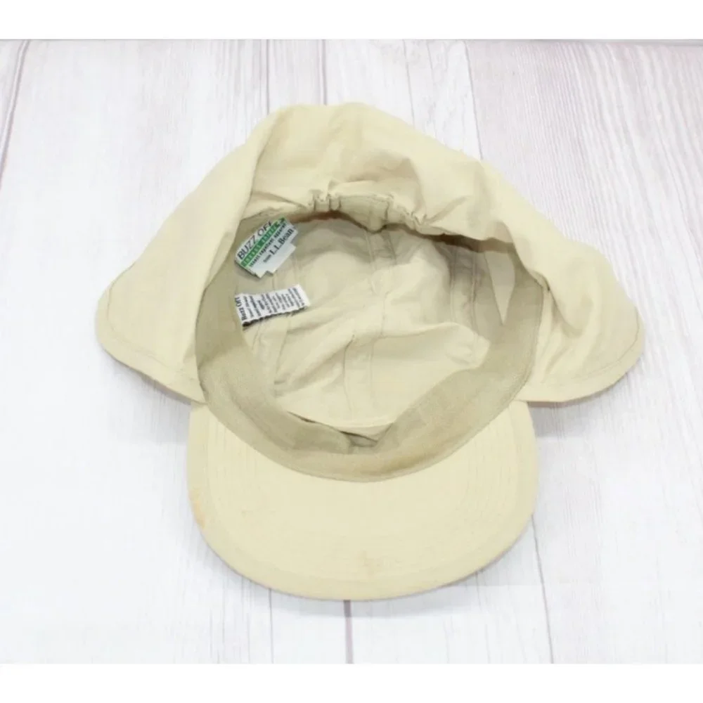 LL Bean Kids Tan Nylon Buzz Off Insect Shield Summer Trapper Hat Size L - Picture 8 of 9